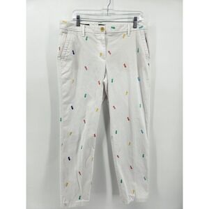 Talbots Relaxed Chino Pants Women's Size 10 White Colorful Pineapple Print‎